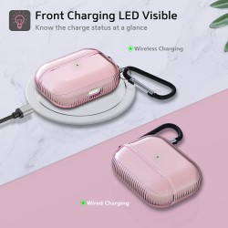 Θήκη TPU Airpods 3 Shockproof & Carabiner Pink Clear