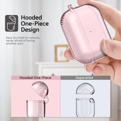 Θήκη TPU Airpods 3 Shockproof & Carabiner Pink Clear