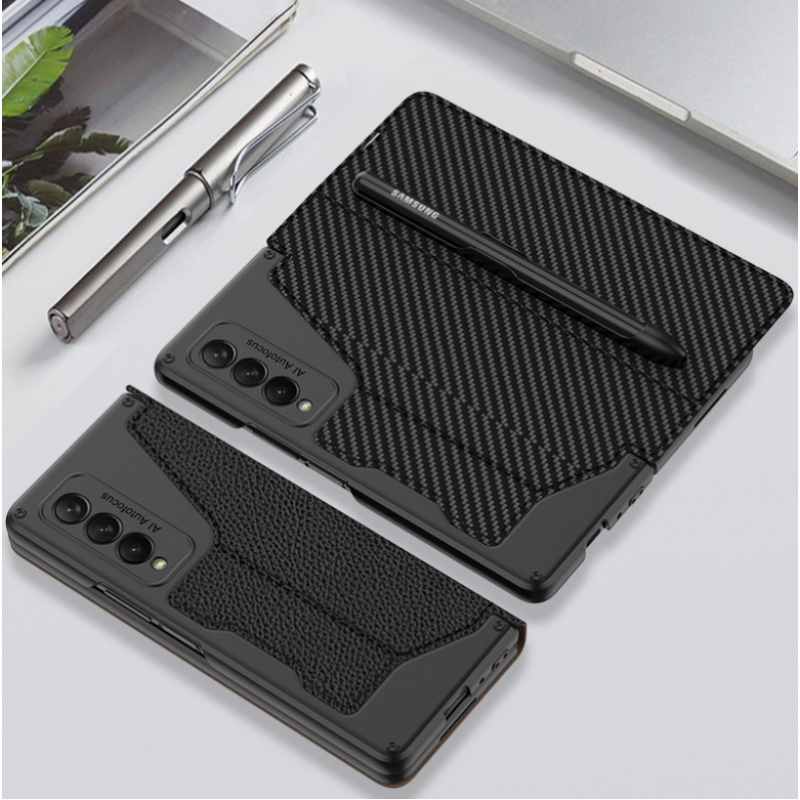 Θήκη Samsung Leather Armor Cover with Pen Holder & Velvet Pouch Galaxy Z Fold3 5G SM-F926 Brown