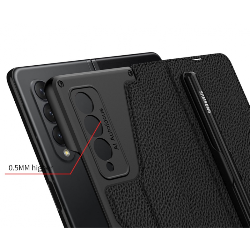Θήκη Samsung Leather Armor Cover with Pen Holder & Velvet Pouch Galaxy Z Fold3 5G SM-F926 Brown