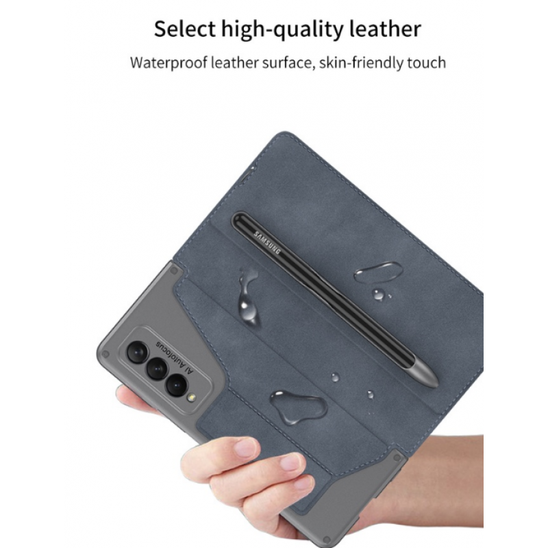 Θήκη Samsung Leather Armor Cover with Pen Holder & Velvet Pouch Galaxy Z Fold3 5G SM-F926 Brown