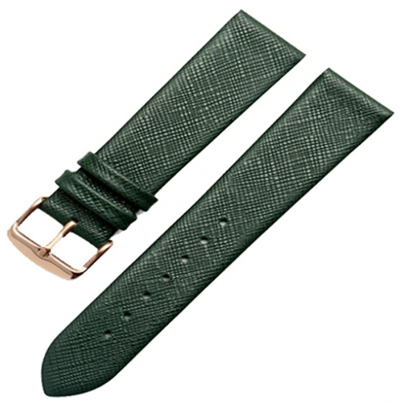 Ανταλλακτικό λουράκι Leather Green with Rose Gold Buckle για Samsung Galaxy Watch5 (40mm & 42mm)/Watch4 (40mm & 44mm)/ Watch4 Classic (42mm & 46mm)/ Watch3(41mm)/Active 2(40/44mm)/Amazfit GTS 3 (43mm)/GTR(42mm) (20mm)