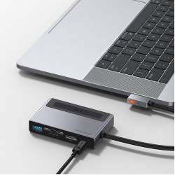 Αντάπτορας Baseus Multi-function Hub USB-C to USB + HDMI + SD + Microsoft + Type-C + Jack 3.5 Grey (CAHUB-DA0G)