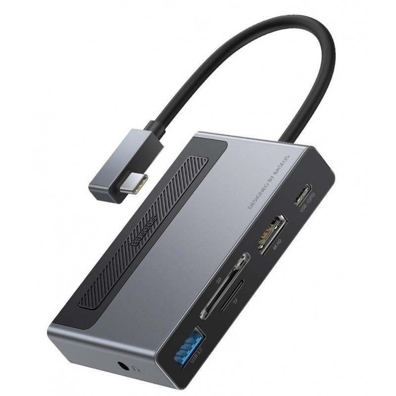 Αντάπτορας Baseus Multi-function Hub USB-C to USB + HDMI + SD + Microsoft + Type-C + Jack 3.5 Grey (CAHUB-DA0G)