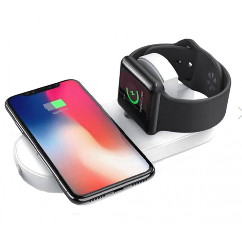 Ασύρματος Φορτιστής 2in1 Qi Wireless Charging Pad 10W White