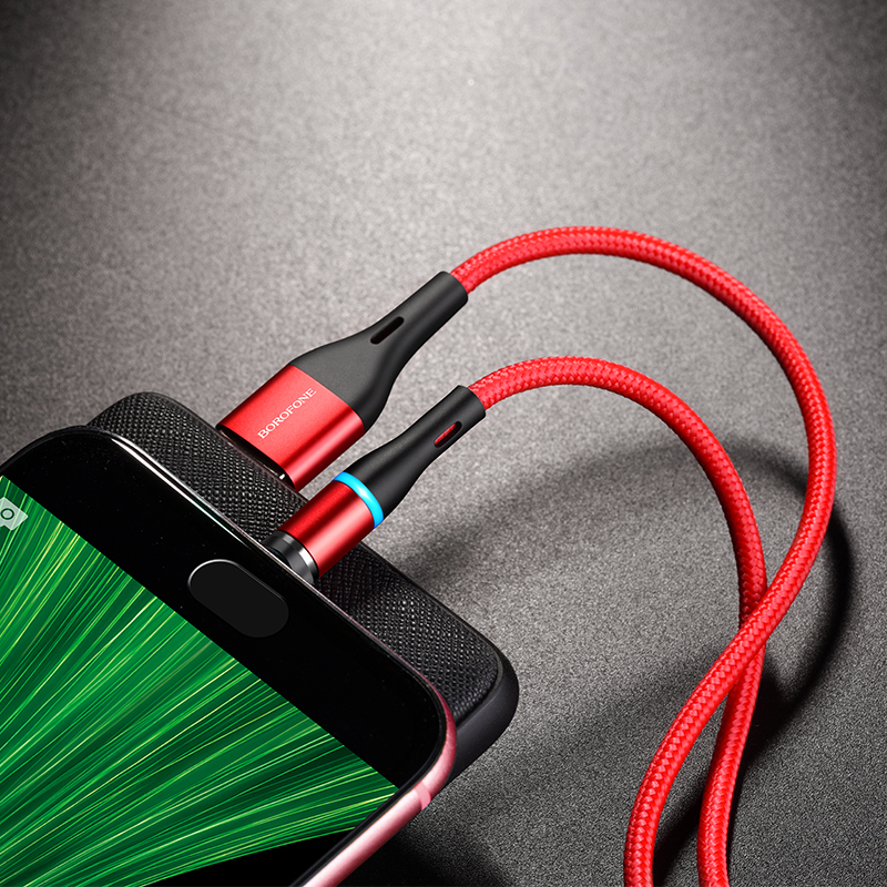 Καλώδιο Data Borofone BU16 Skill Magnetic USB A to MicroUSB 2.4A 1.2m Red