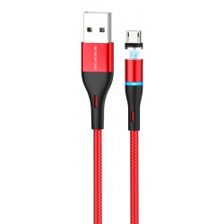 Καλώδιο Data Borofone BU16 Skill Magnetic USB A to MicroUSB 2.4A 1.2m Red
