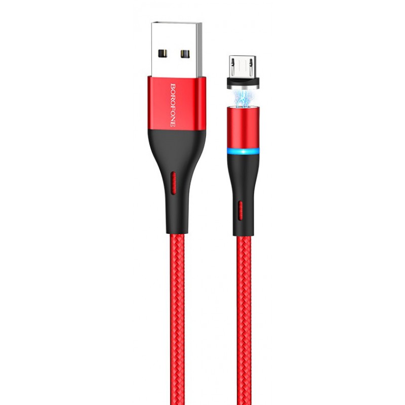 Καλώδιο Data Borofone BU16 Skill Magnetic USB A to MicroUSB 2.4A 1.2m Red
