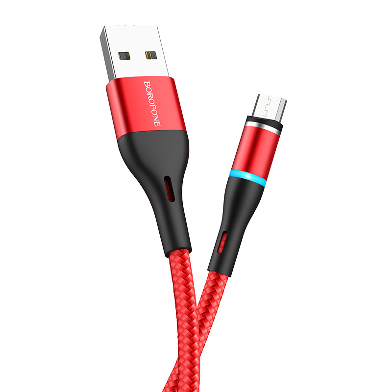 Καλώδιο Data Borofone BU16 Skill Magnetic USB A to MicroUSB 2.4A 1.2m Red