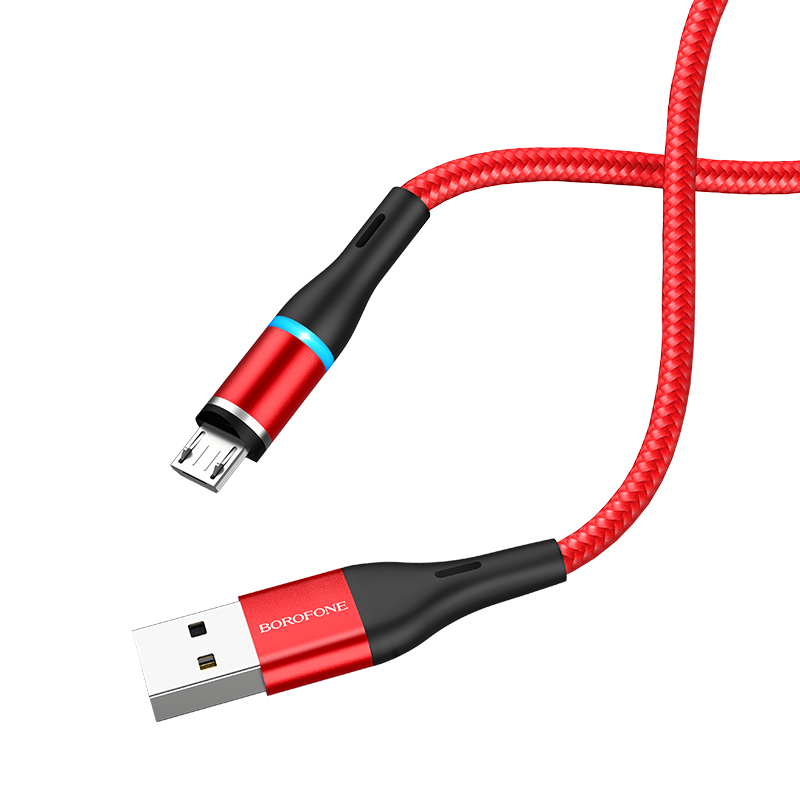 Καλώδιο Data Borofone BU16 Skill Magnetic USB A to MicroUSB 2.4A 1.2m Red