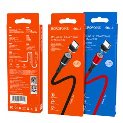 Καλώδιο Data Borofone BU16 Skill Magnetic USB A to MicroUSB 2.4A 1.2m Red