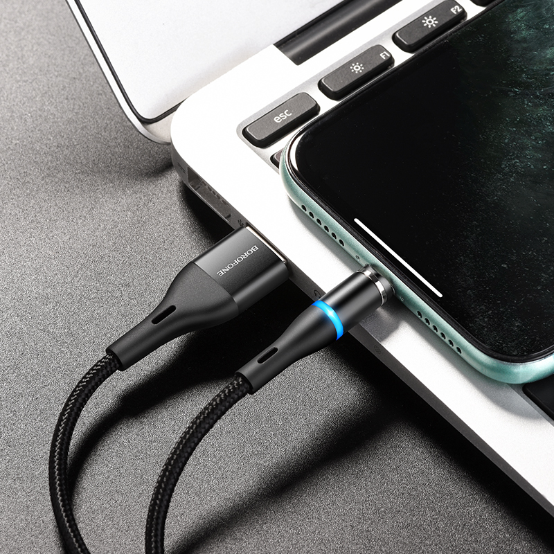 Καλώδιο Data Borofone BU16 Skill Magnetic USB A to Lightning 2.4A 1.2m Black