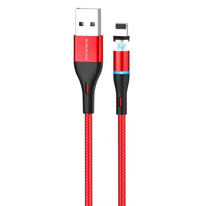 Καλώδιο Data Borofone BU16 Skill Magnetic USB A to Lightning 2.4A 1.2m Red