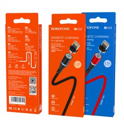 Καλώδιο Data Borofone BU16 Skill Magnetic USB A to Lightning 2.4A 1.2m Red