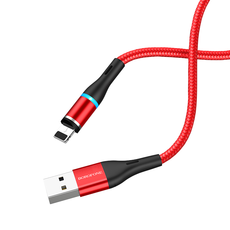 Καλώδιο Data Borofone BU16 Skill Magnetic USB A to Lightning 2.4A 1.2m Red