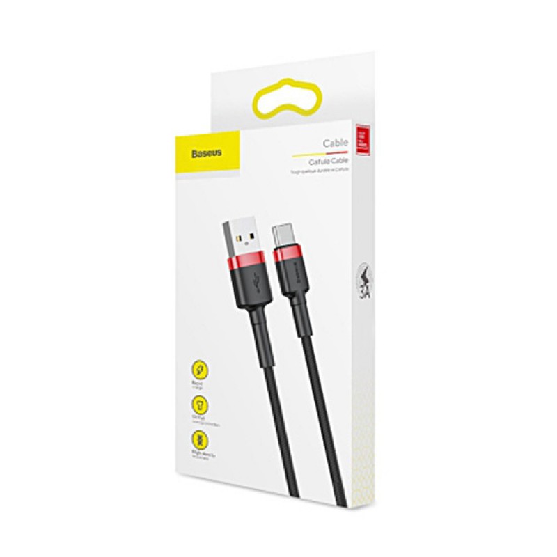 Καλώδιο Data Baseus CATKLF-A91 Cafule Series Braided USB Type-C male to USB-A male 0.5m Black/Red