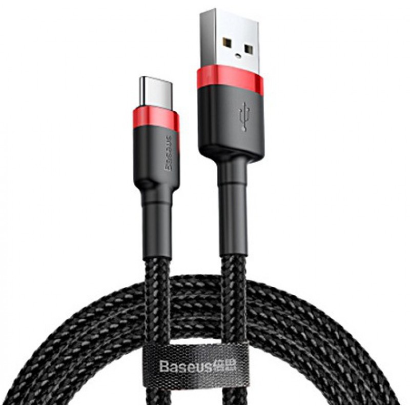 Καλώδιο Data Baseus CATKLF-A91 Cafule Series Braided USB Type-C male to USB-A male 0.5m Black/Red