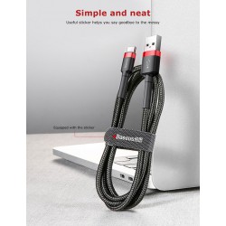 Καλώδιο Data Baseus CATKLF-A91 Cafule Series Braided USB Type-C male to USB-A male 0.5m Black/Red