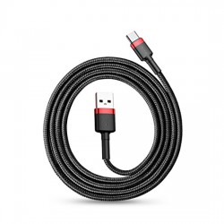 Καλώδιο Data Baseus CATKLF-A91 Cafule Series Braided USB Type-C male to USB-A male 0.5m Black/Red