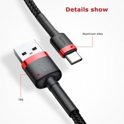 Καλώδιο Data Baseus CATKLF-A91 Cafule Series Braided USB Type-C male to USB-A male 0.5m Black/Red