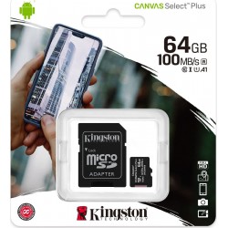 Κάρτα μνήμης Kingston Canvas Select Plus microSDXC Card 64GB cl.10 UHS-I 100MB/s + Adapter