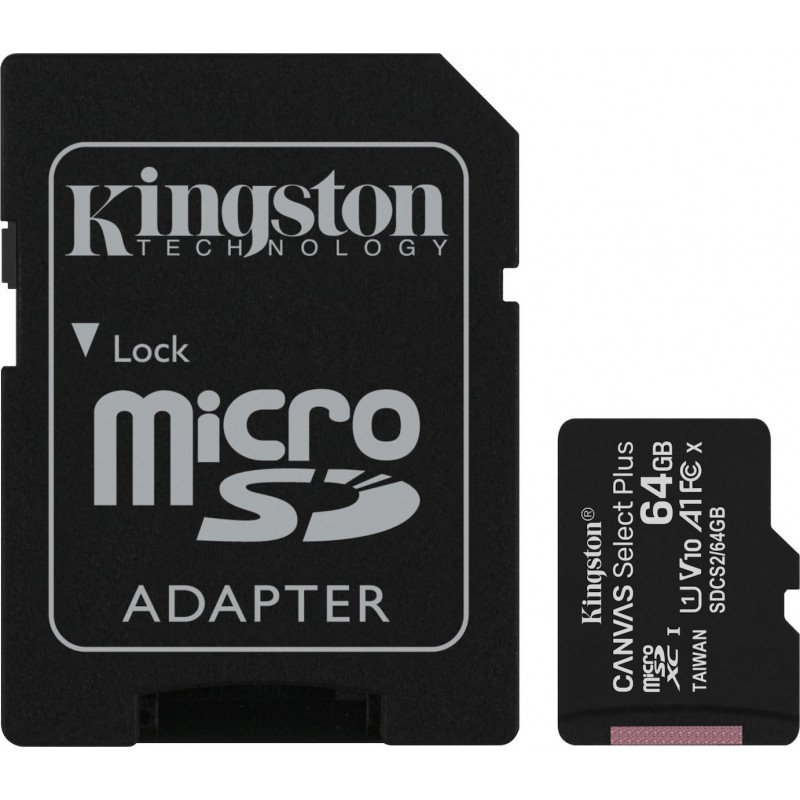 Κάρτα μνήμης Kingston Canvas Select Plus microSDXC Card 64GB cl.10 UHS-I 100MB/s + Adapter