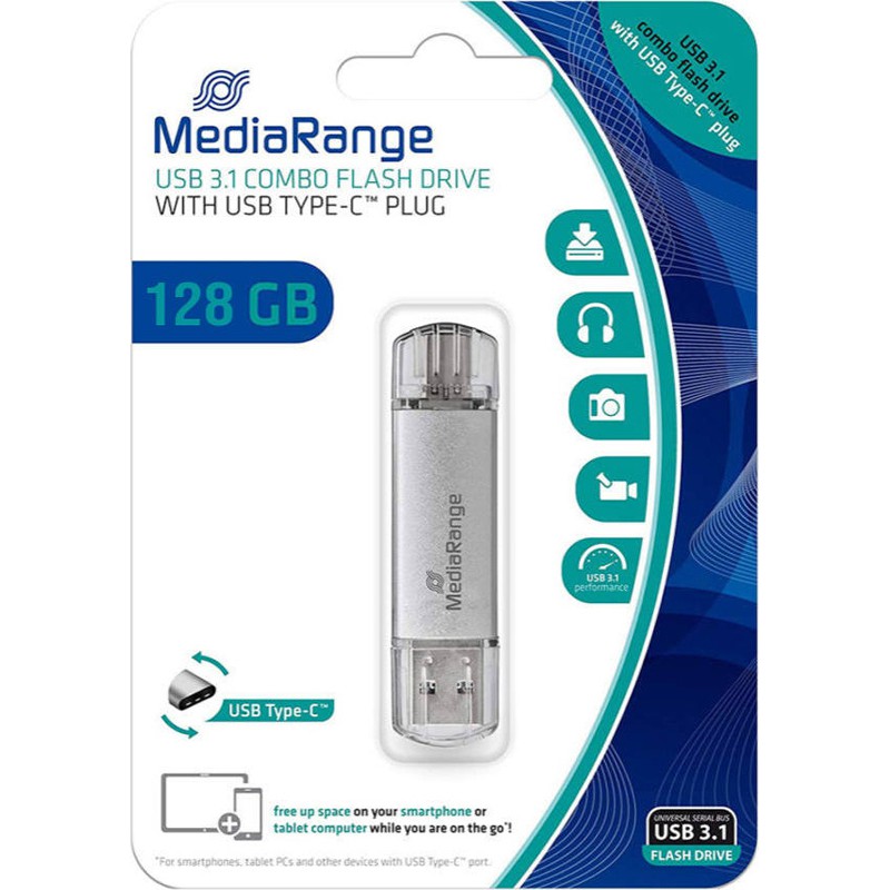 MediaRange Pendrive MR938 128GB USB Type-C 3.1 Silver