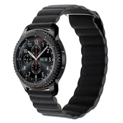 Ανταλλακτικό λουράκι Leather Loop Sport QuickFit Black για Samsung Galaxy Watch5 (40mm & 42mm)/Watch4 (40mm & 44mm)/ Watch4 Classic (42mm & 46mm)/ Watch3(41mm)/Active 2(40/44mm)/Amazfit GTS 3 (43mm)/GTR(42mm) (20mm)
