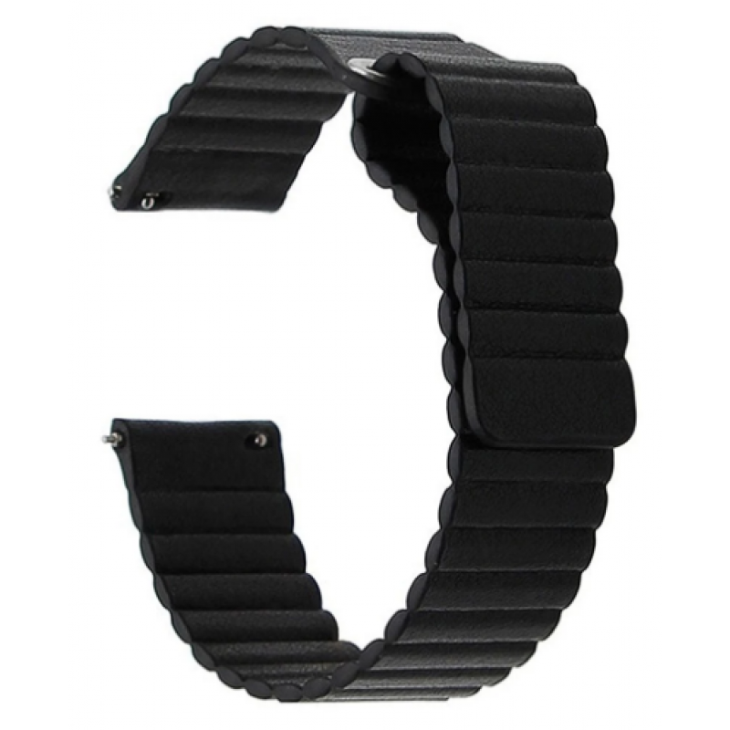 Ανταλλακτικό λουράκι Leather Loop Sport QuickFit Black για Samsung Galaxy Watch5 (40mm & 42mm)/Watch4 (40mm & 44mm)/ Watch4 Classic (42mm & 46mm)/ Watch3(41mm)/Active 2(40/44mm)/Amazfit GTS 3 (43mm)/GTR(42mm) (20mm)