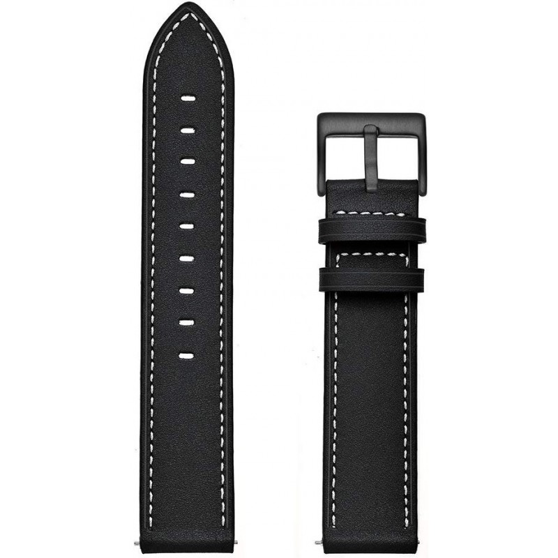 Ανταλλακτικό λουράκι Genuine Leather Black για Samsung Galaxy Watch3(45mm)/Watch(46mm)/Huawei Watch 3 (46mm)/ Watch 3 Pro (48mm)/GT 2/Pro/Honor GS Pro/Amazfit GTR 3 (46mm)/GTR 3 Pro/GTR(47mm)/ Stratos 3(48mm) (22mm)