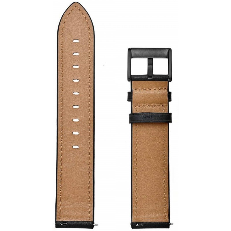 Ανταλλακτικό λουράκι Genuine Leather Black για Samsung Galaxy Watch3(45mm)/Watch(46mm)/Huawei Watch 3 (46mm)/ Watch 3 Pro (48mm)/GT 2/Pro/Honor GS Pro/Amazfit GTR 3 (46mm)/GTR 3 Pro/GTR(47mm)/ Stratos 3(48mm) (22mm)