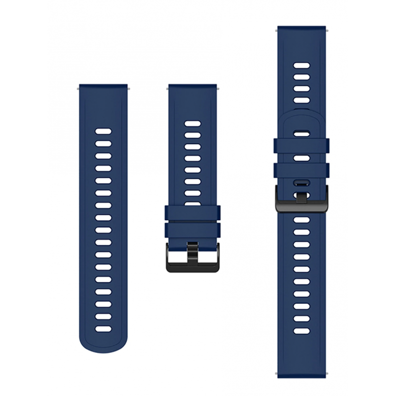 Ανταλλακτικό λουράκι QuickFit Black Buckle Navy Blue για Samsung Galaxy Watch5 (40mm & 42mm)/Watch4 (40mm & 44mm)/ Watch4 Classic (42mm & 46mm)/ Watch3(41mm)/Active 2(40/44mm)/Amazfit GTS 3 (43mm)/GTR(42mm) (20mm)