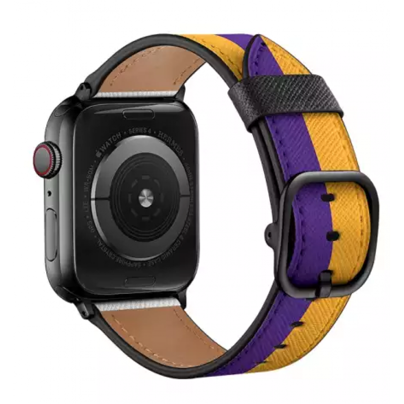 Ανταλλακτικό λουράκι QuickFit Microfiber Leather with Black Buckle Apple Watch 1/2/3/4/5/6/SE/7 (38/40/41mm) Yellow/Purple