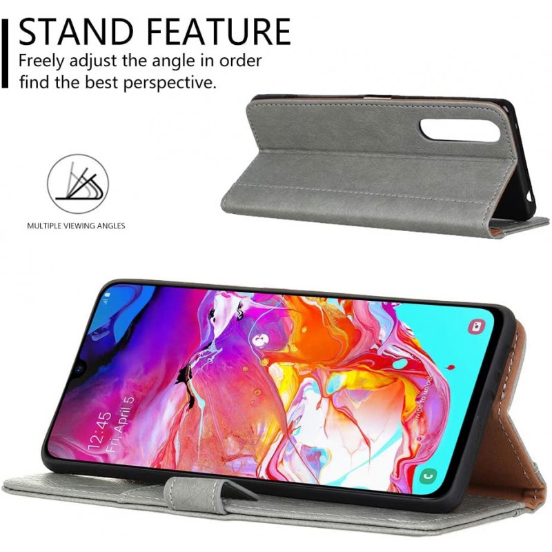Θήκη PC Leather Wallet & Card Pocket Samsung Galaxy S22 Ultra 5G SM-S908 Grey