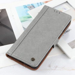 Θήκη PC Leather Wallet & Card Pocket Samsung Galaxy S22 Ultra 5G SM-S908 Grey