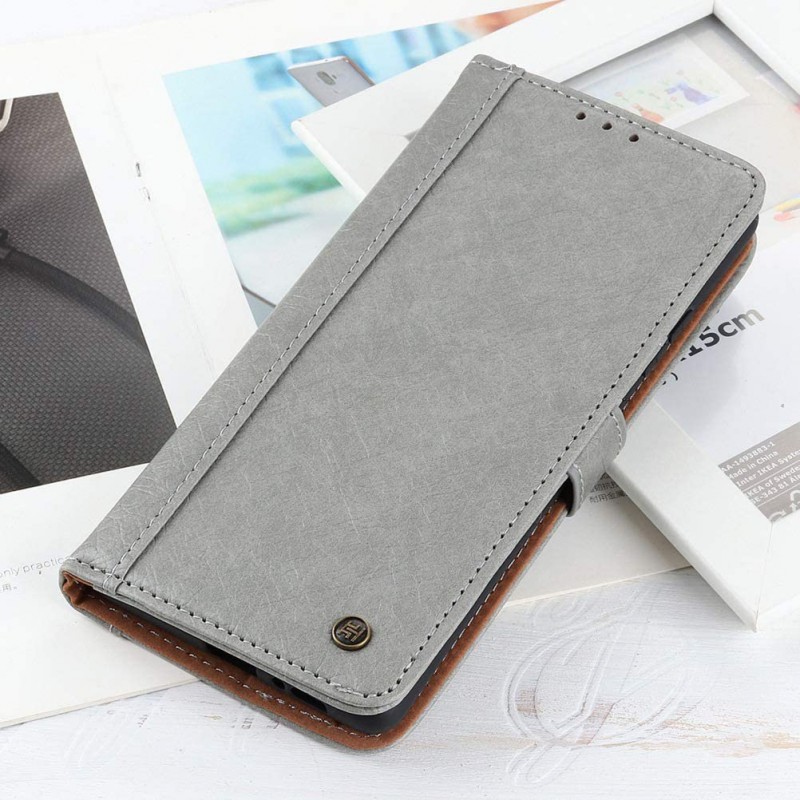 Θήκη PC Leather Wallet & Card Pocket Samsung Galaxy S22 Ultra 5G SM-S908 Grey