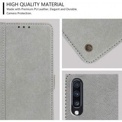 Θήκη PC Leather Wallet & Card Pocket Samsung Galaxy S22 Ultra 5G SM-S908 Grey