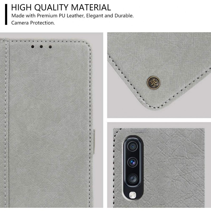Θήκη PC Leather Wallet & Card Pocket Samsung Galaxy S22 Ultra 5G SM-S908 Grey