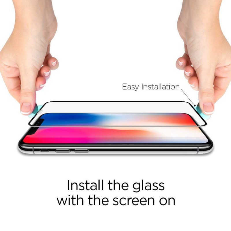 Γυαλί Προστασίας Spigen Glass FC Apple iPhone 11 (6.1") Full Screen Cover Black  (064GL25233)