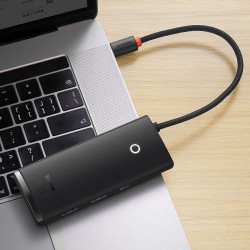 Αντάπτορας Baseus Lite Series Hub USB-C + 2xUSB + HDMI + TF/SD Black (BS-OH019)