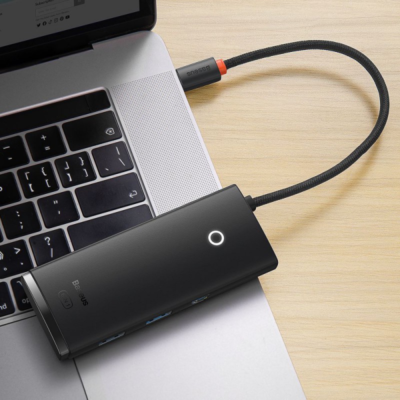 Αντάπτορας Baseus Lite Series Hub USB-C + 2xUSB + HDMI + TF/SD Black (BS-OH019)