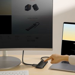 Αντάπτορας Baseus Lite Series Hub USB-C + 2xUSB + HDMI + TF/SD Black (BS-OH019)