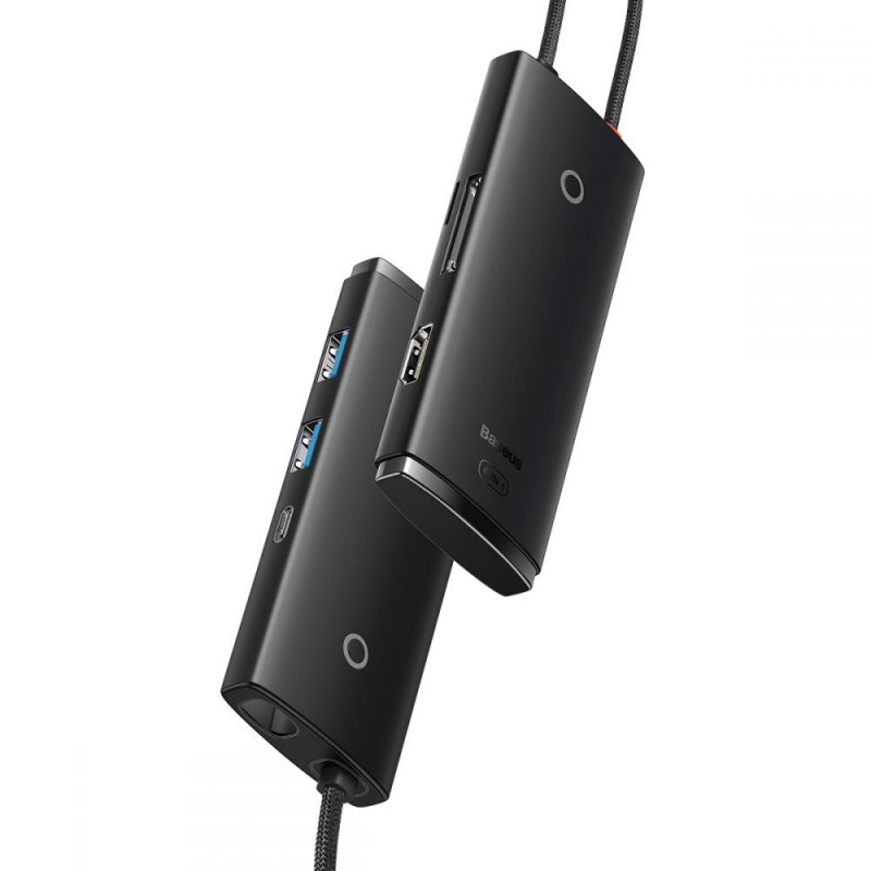 Αντάπτορας Baseus Lite Series Hub USB-C + 2xUSB + HDMI + TF/SD Black (BS-OH019)