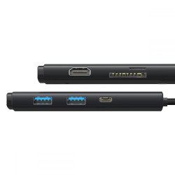 Αντάπτορας Baseus Lite Series Hub USB-C + 2xUSB + HDMI + TF/SD Black (BS-OH019)