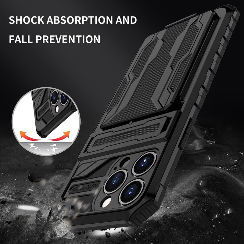 Θήκη Armor Protect Combo & Slide Card Pocket Samsung Galaxy A22 4G/M32 4G/M22 4G SM-A225/M325/M225F Shockproof Black