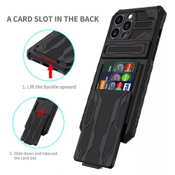 Θήκη Armor Protect Combo & Slide Card Pocket Samsung Galaxy A22 4G/M32 4G/M22 4G SM-A225/M325/M225F Shockproof Black