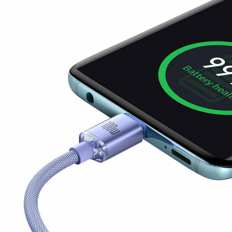 Καλώδιο Φόρτισης Baseus Crystal Shine Type-C to Lightning Cable 20W 2m Purple (CAJY000305)