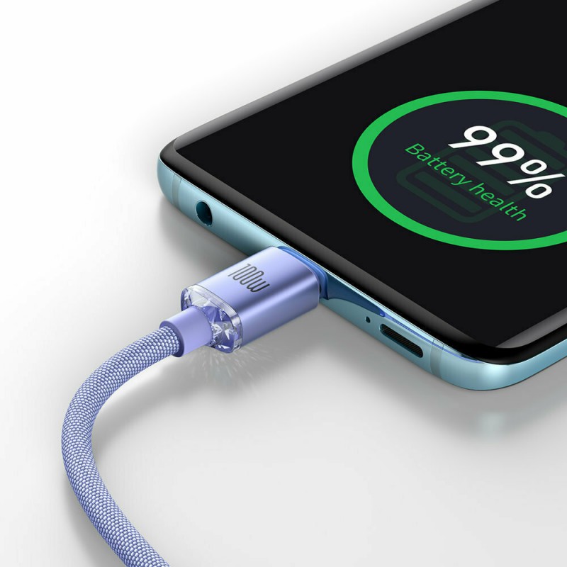 Καλώδιο Φόρτισης Baseus Crystal Shine Type-C to Lightning Cable 20W 2m Purple (CAJY000305)