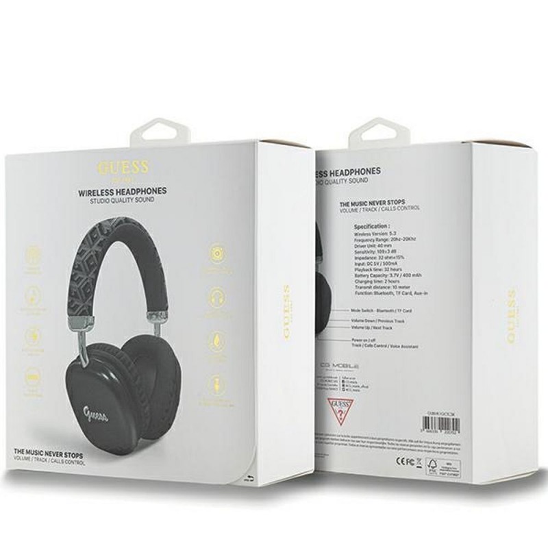 Ακουστικά Guess Wireless Bluetooth Gcube Metallic Script Logo Black 