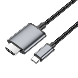 Καλώδιο HOCO Type C To HDMI 4K 30Hz UA27 2m Metal Gray Καλώδιο HOCO Type C To HDMI 4K 30Hz UA27 2m Metal Gray